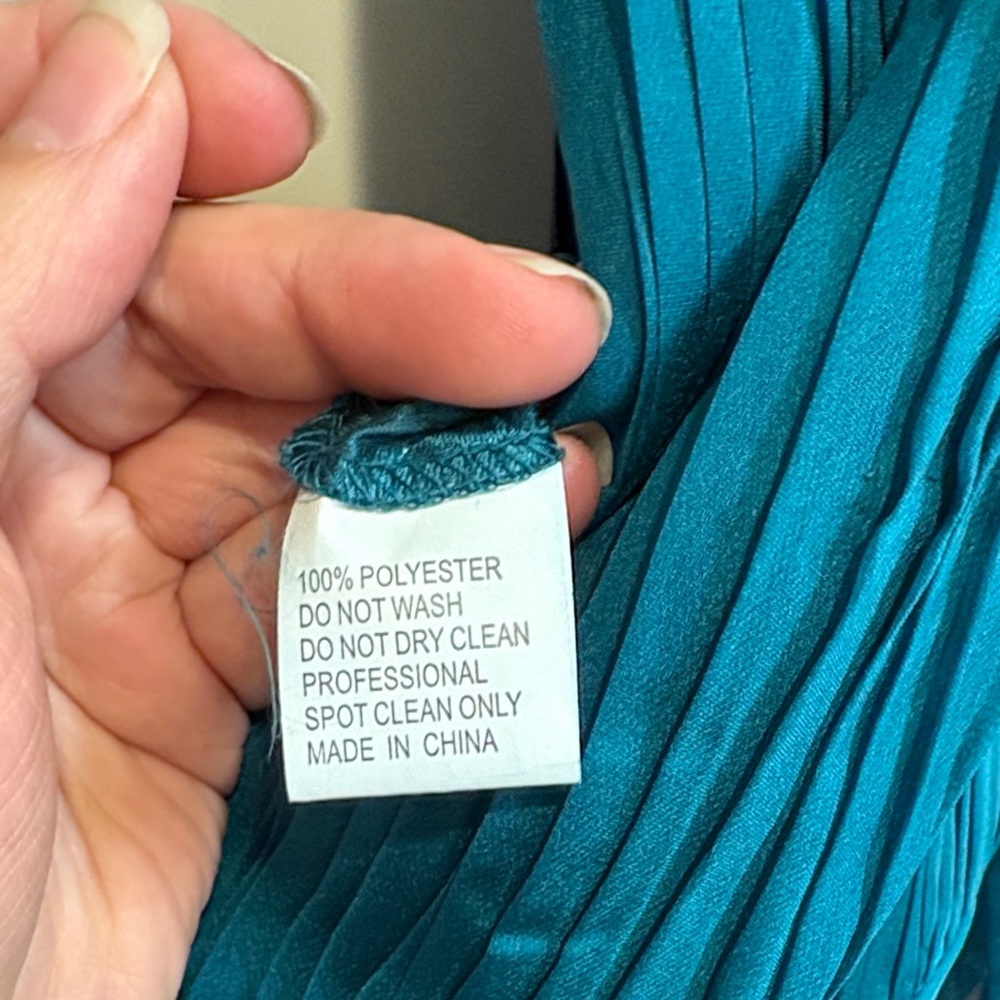 Mac Duggal 68254 Teal Long Sleeve Dress - Picture 5 of 7